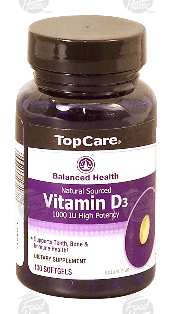 Top Care Balanced Health natural sourced vitamin d3 dietary supplement softgels, 1000-iu Full-Size Picture